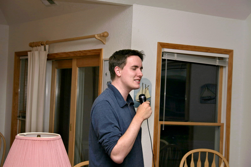 Greg rocked the Mic at Dance Dance Guitar Hero Keryoke.