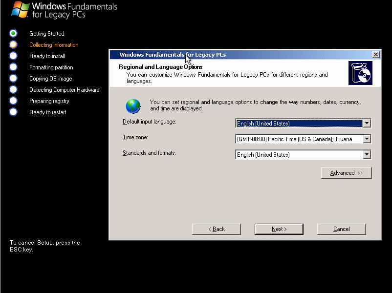 Hmm, interesting. No more TextMode stuff, the entire install is in a GUI now.
